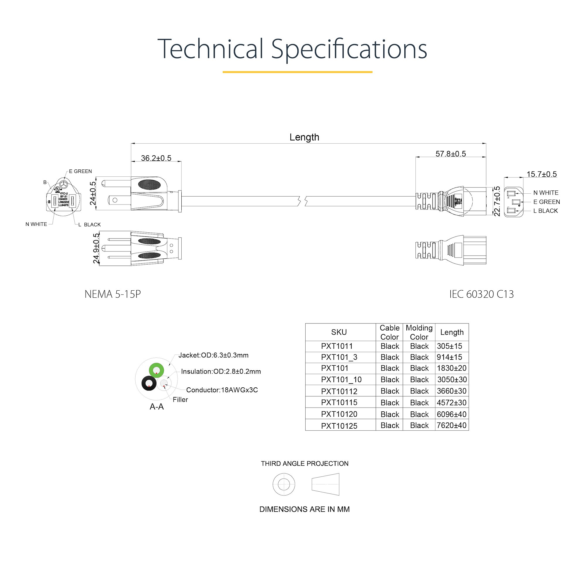 StarTech 6 FT 14 AWG PWR NEMA5-15P-C13 PXT101146 - Image 4