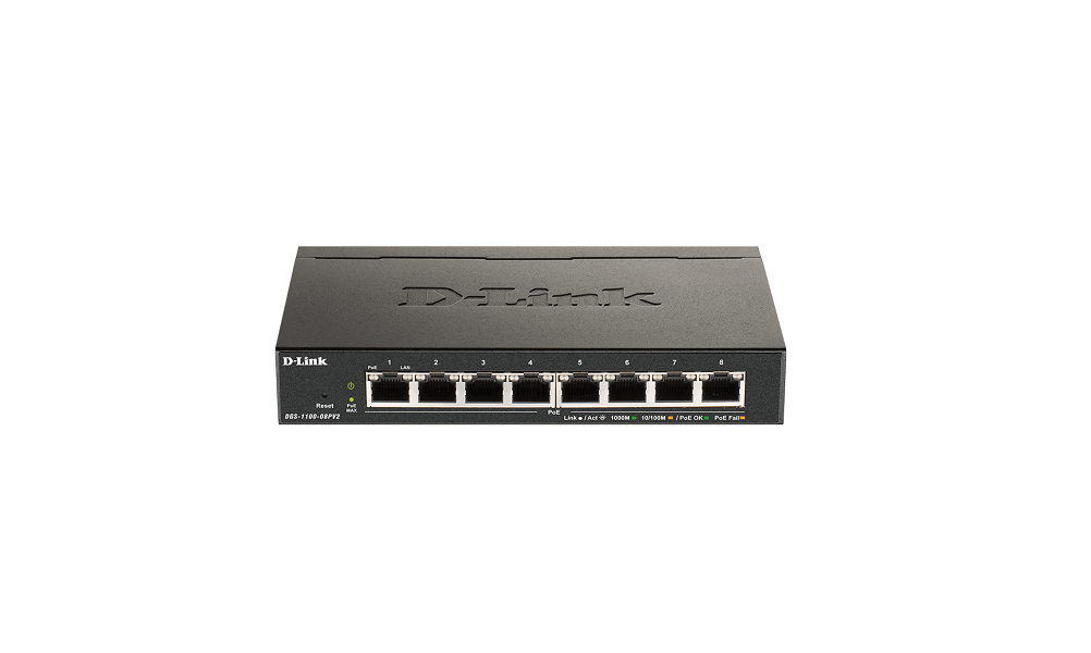 D-Link DGS-1100-08PV2 EasySmart Gigabit 8port Desktop Manageable Switch W/PoE